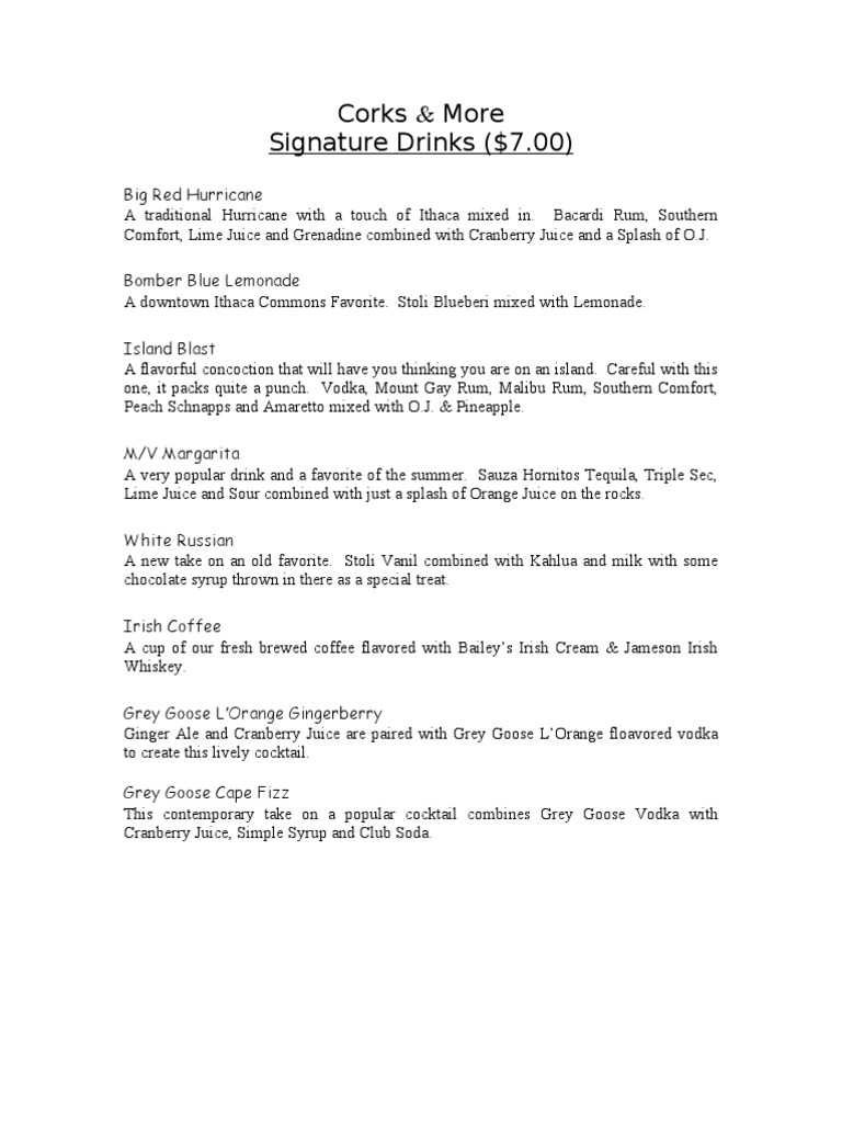 Signature Drinks