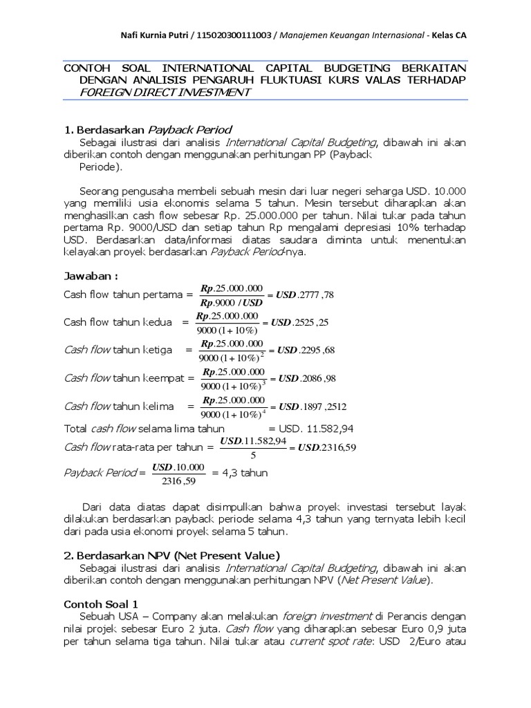 Penerapan International Capital Budgeting
