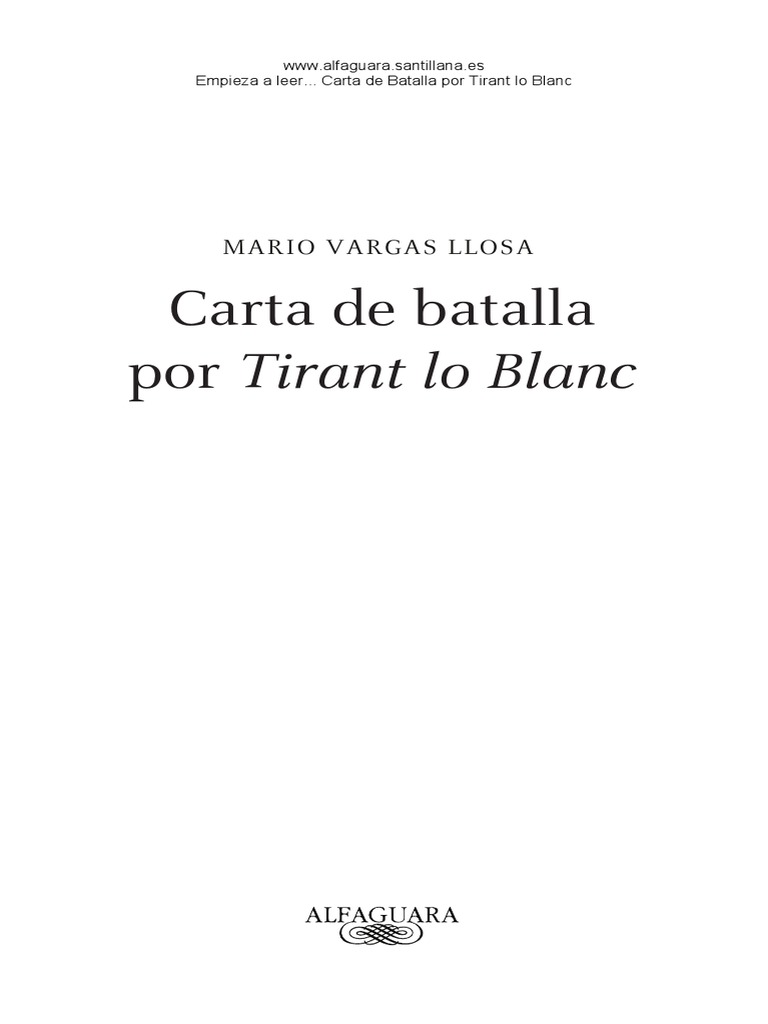 Carta de Batalla Por Tirant Lo Blanch, PDF, Novelas