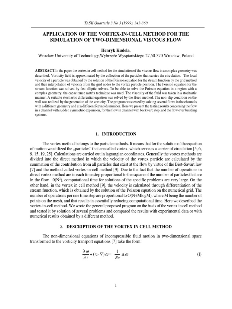 Application of The Vortex-In-Cell Method For The Simulation of Two ...