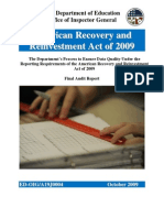 ED-OIG The Department's Process To Ensure Data Quality Under The Reporting Requirements of The American Recovery and Reinvestment Act of 2009 - A19j0004