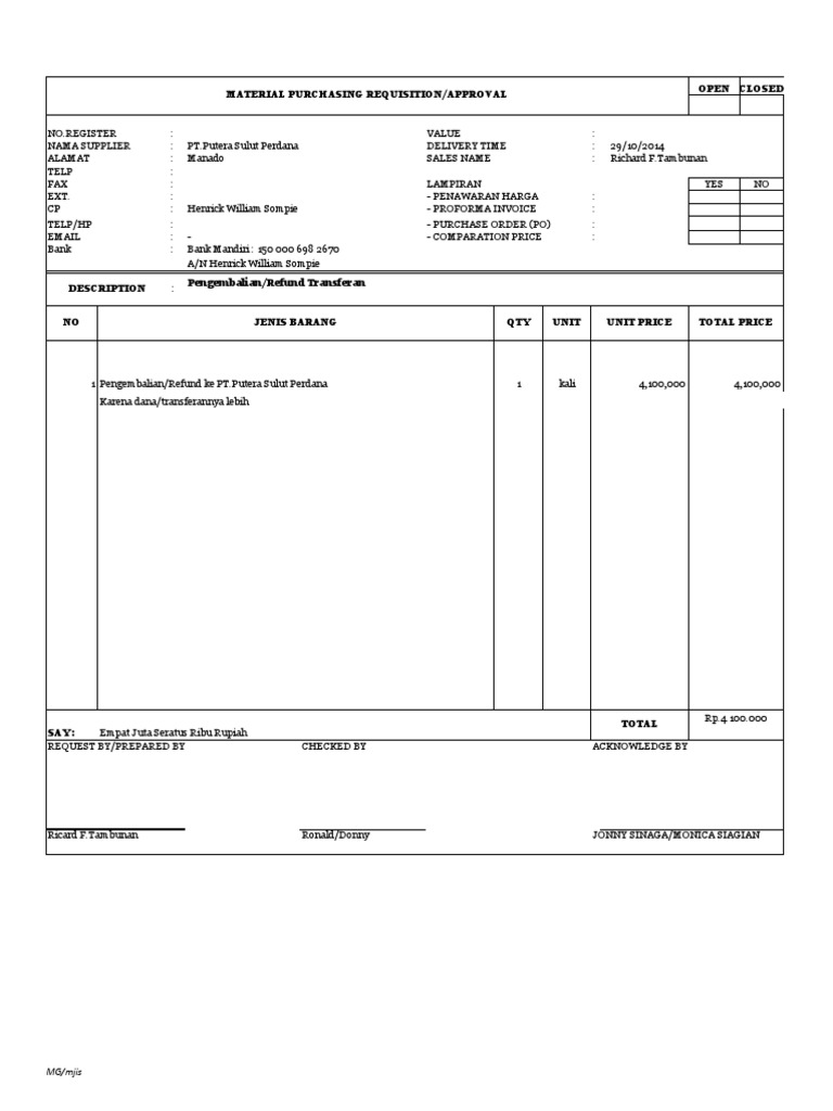 Proforma Invoice and Refund Details | PDF