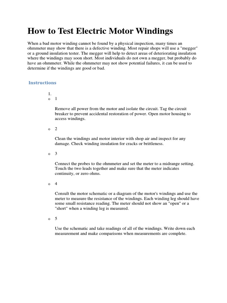 How To Test Electric Motor Windings PDF