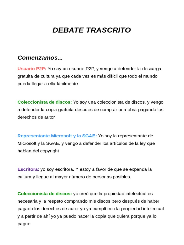 Debate Escrito | De igual a igual | Autor