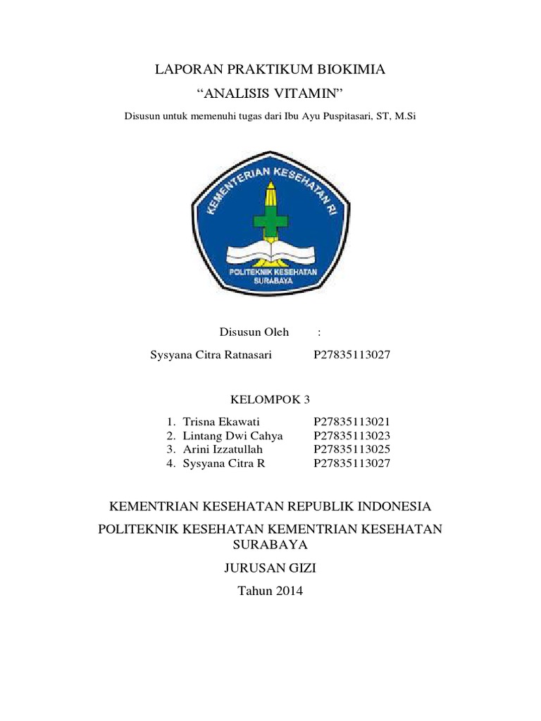Laporan Biokimia Analisis Vitamin Sysyana Citra P27835113027
