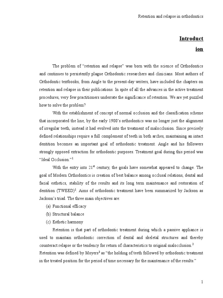 Retention and Relapse in Orthodontics | PDF | Orthodontics | Human Tooth