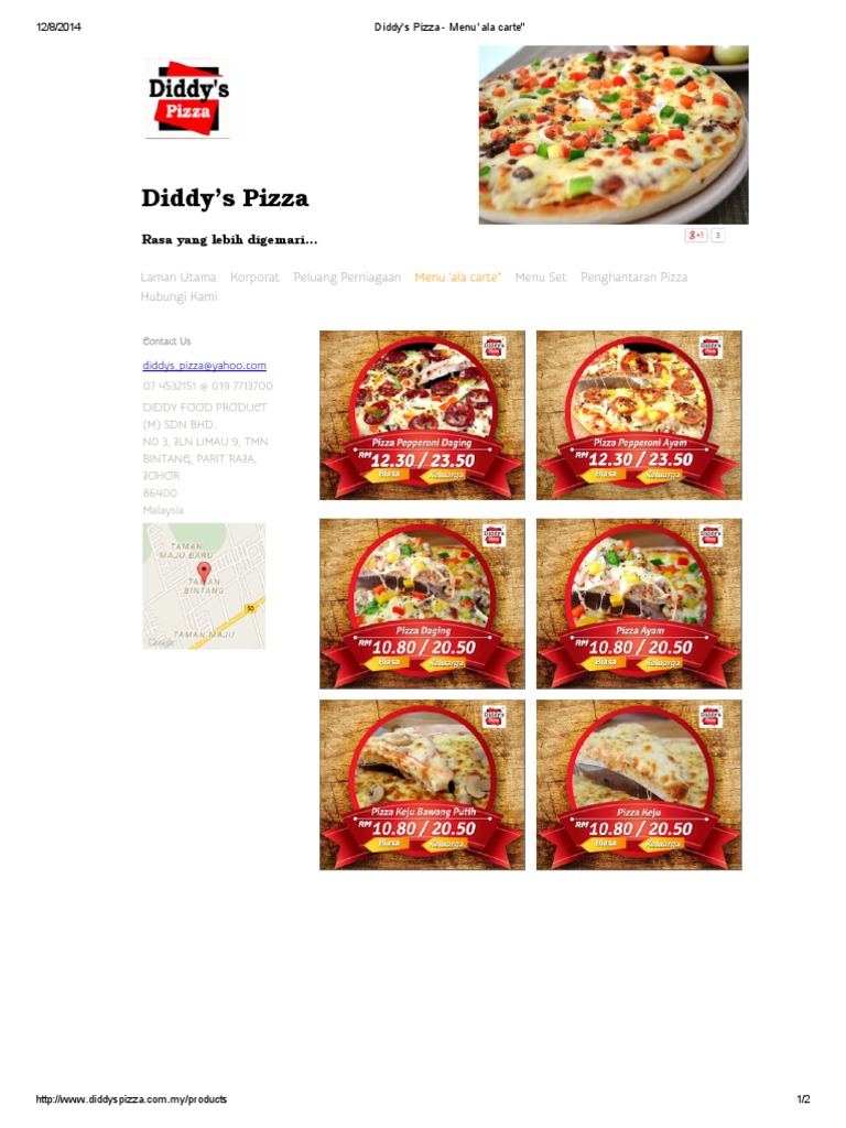 Diddy's Pizza Ala Carte Menu | PDF