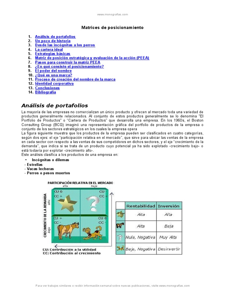 Matrices Posicionamiento MKT | PDF | Marca | Producto (Negocio)