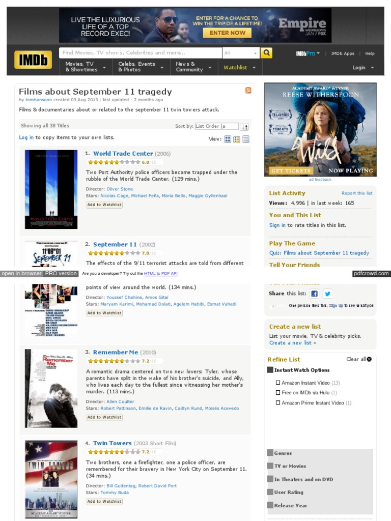 Films About September 11 Tragedy: Find Movies, TV Shows, Celebrities ...