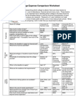 College Comparison Worksheet