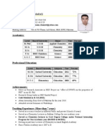 CV For PH.D Admission
