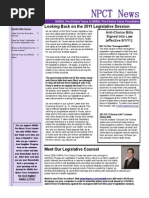 NPCT News: Looking Back On The 2011 Legislative Session
