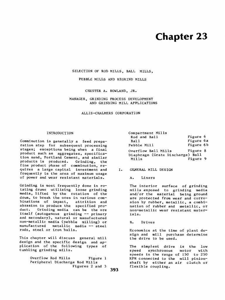 Design Of Comminution Circuits Rowland 1982 Pdf Mill Grinding