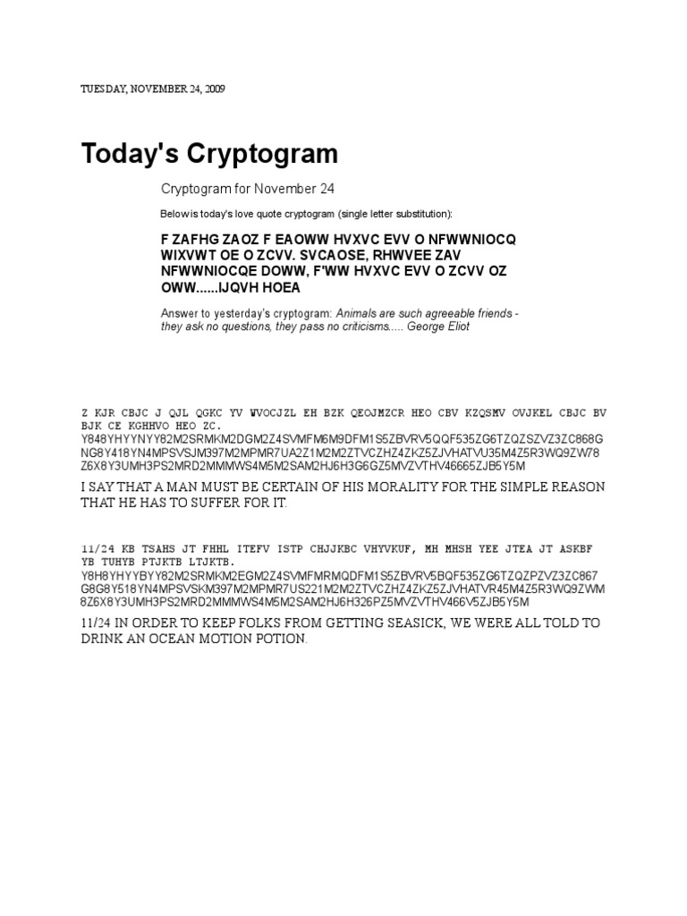 Daily Love Quote Cryptogram | PDF