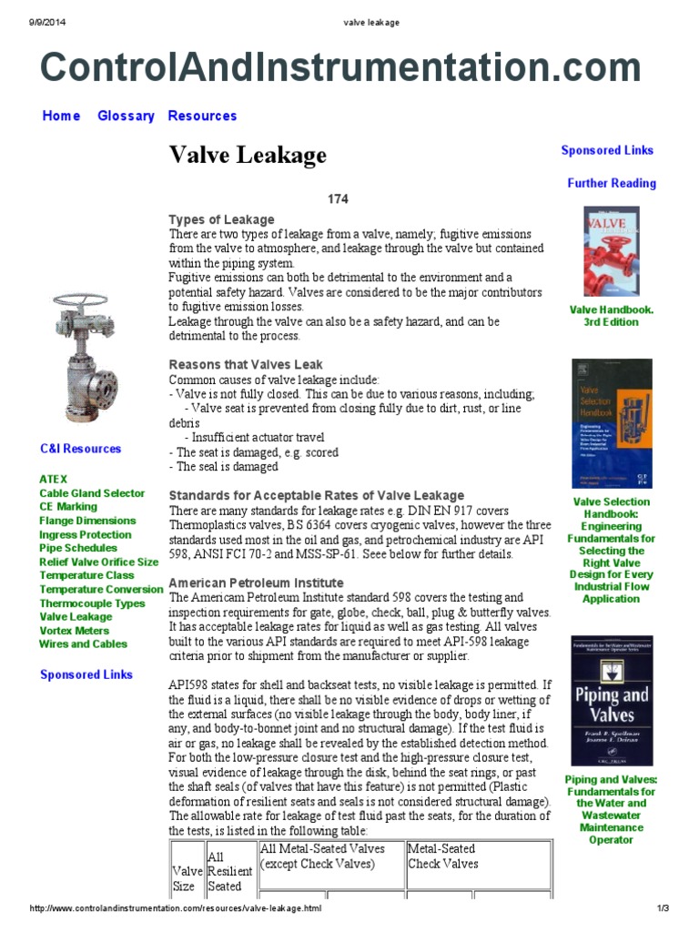 Valve Leakage Valve Leak