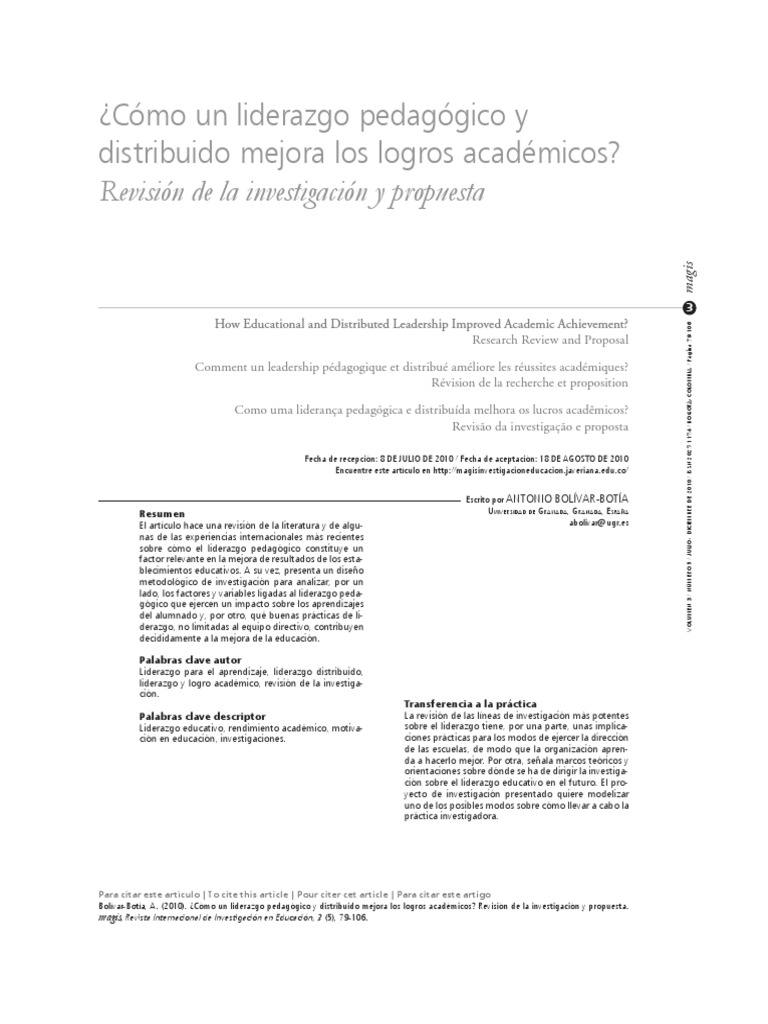 Liderazgo Pedagógico Distribuido | PDF | Crecimiento personal y ...