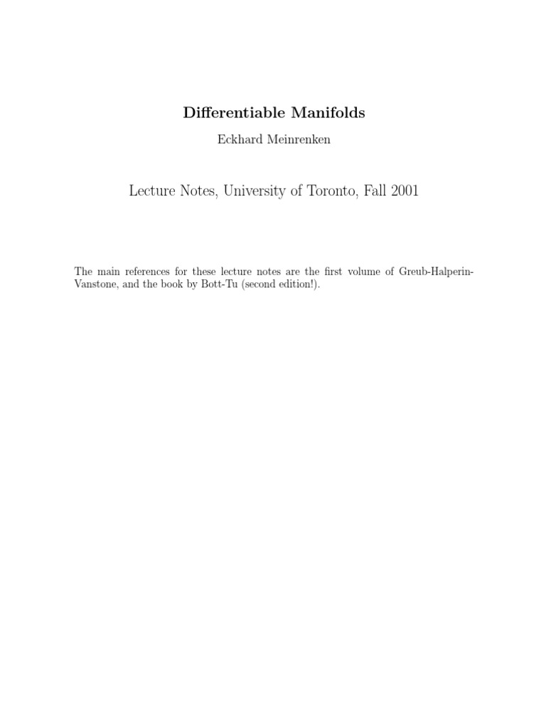 Differentiable Manifolds Overview | PDF | Differentiable Manifold ...