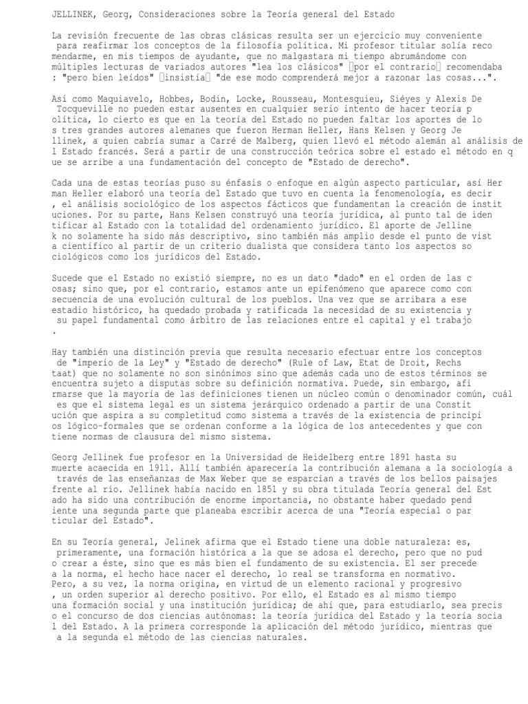 Jellinek Consideraciones Sobre La Teoria Del Estado