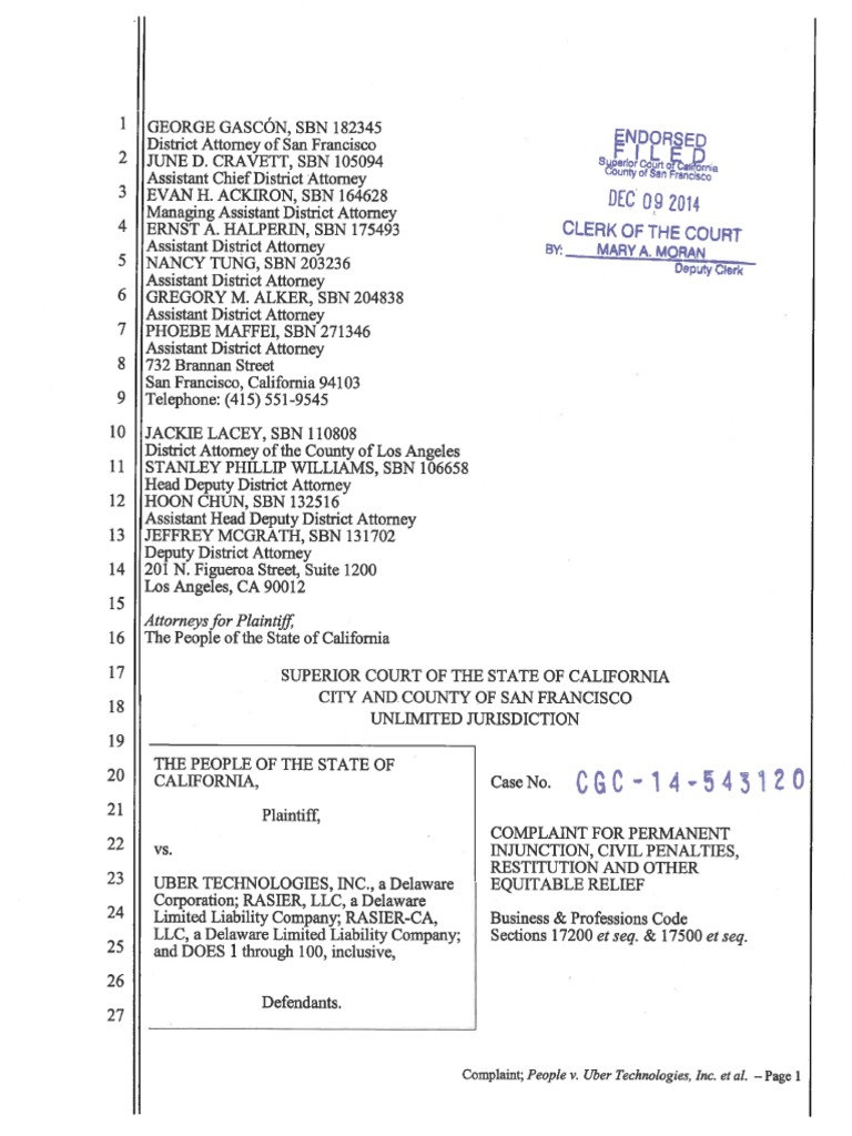 Uber Complaint (Filed)