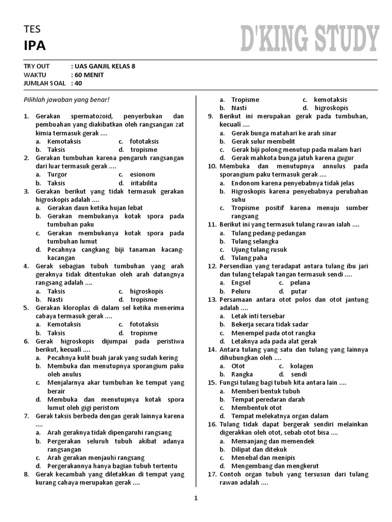 Ipa Uas Ganjil Kelas Viii