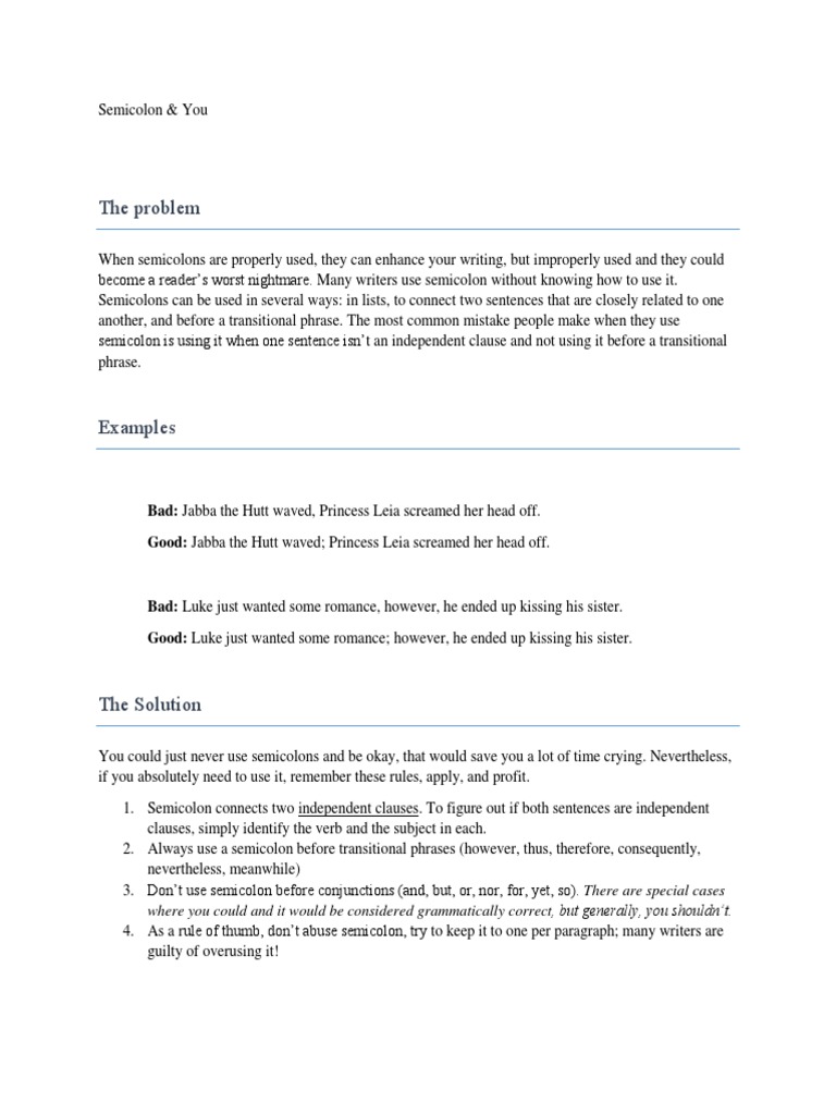 Mastering Semicolon Usage | PDF | Foreign Language Studies