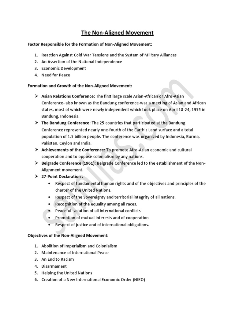 Non Aligned Movement Origins Impact Pdf