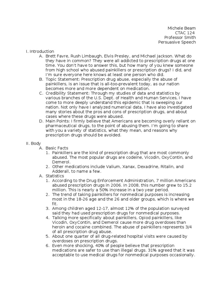 persuasive speech outline on drug abuse