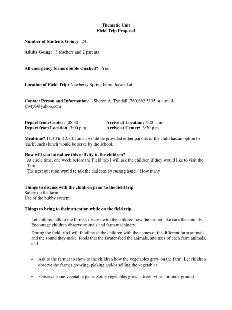 Field trip proposal to principal image