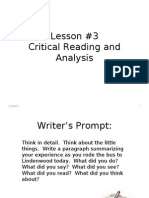 #3 Critical Reading and Analysis