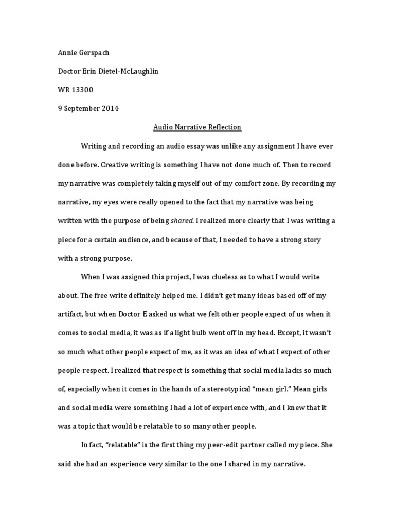 Reflective essay examples picture
