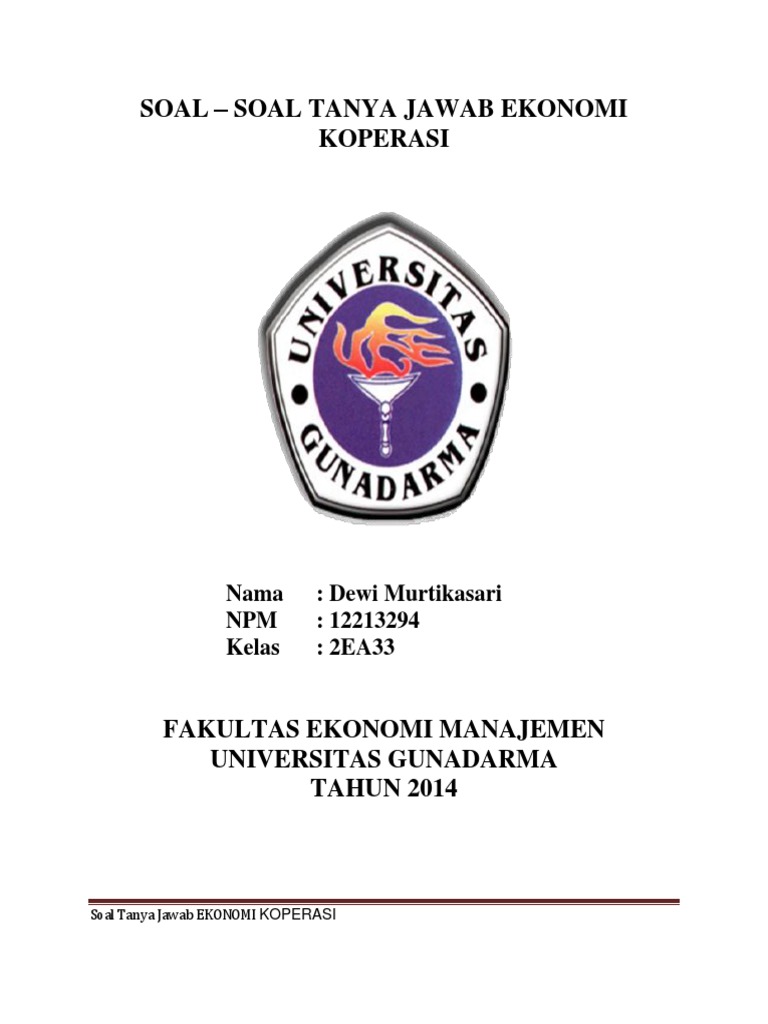 Soal - Soal Tanya Jawab EKONOMI KOPERASI