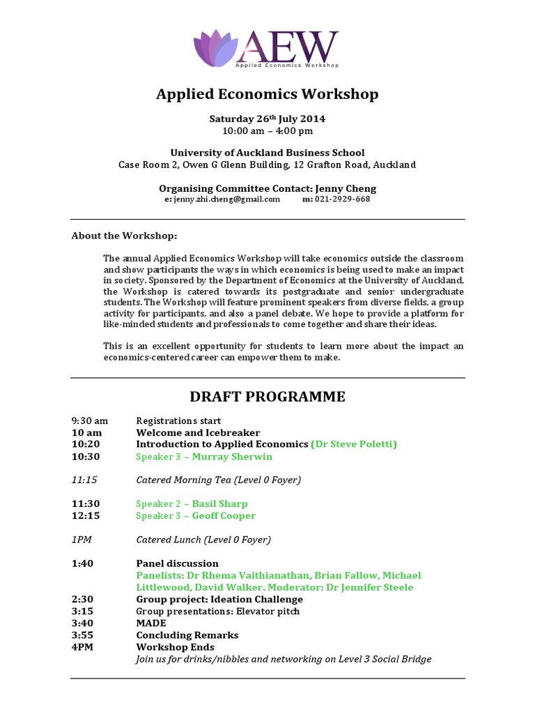 Applied Economics Workshop 2014 Programme | PDF | Cognition | Further ...