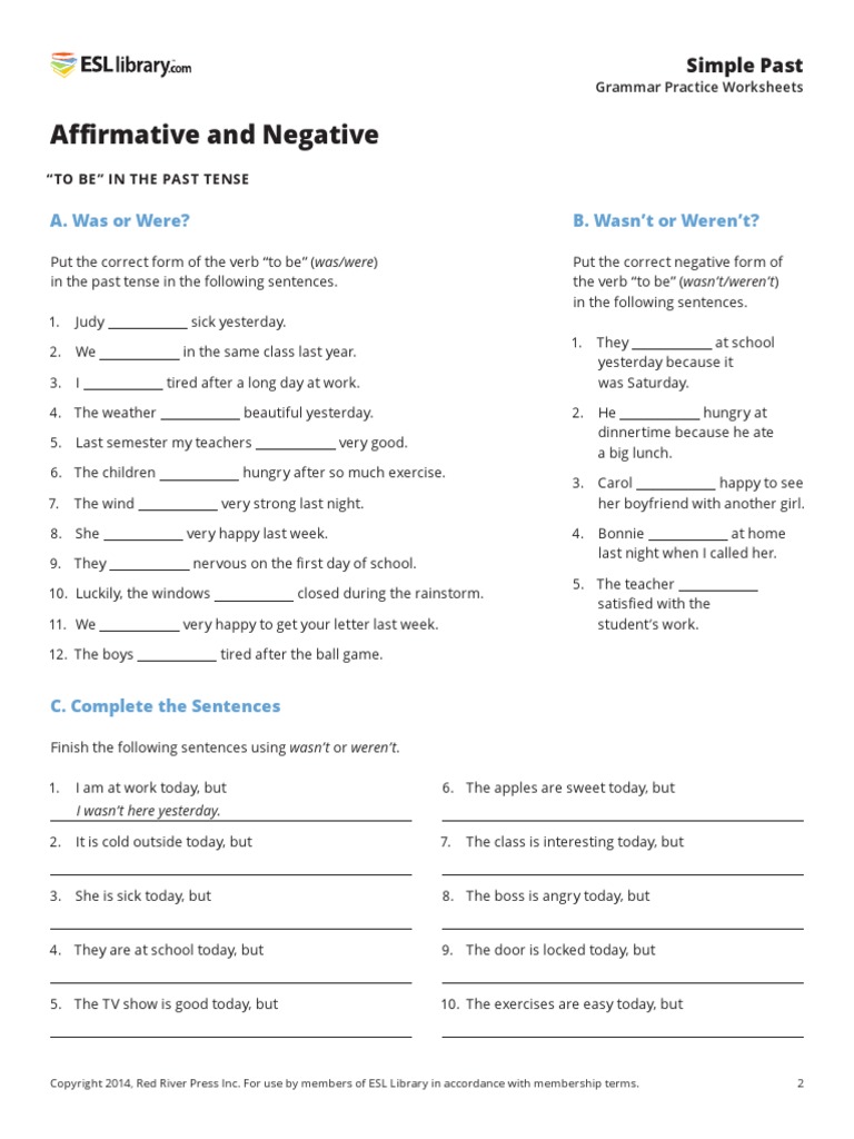 Was Were Did Grammatical Tense Verb