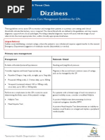 Primary Care Management Guidelines For GPs Dizziness