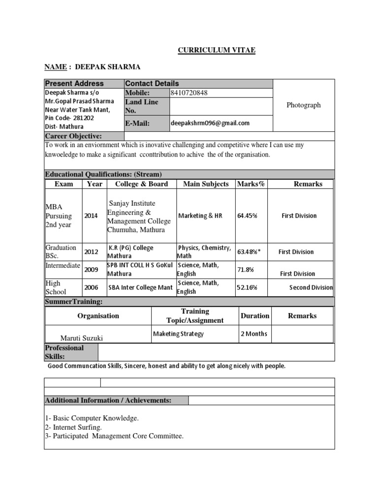 Deepak Resume | PDF | Career & Growth