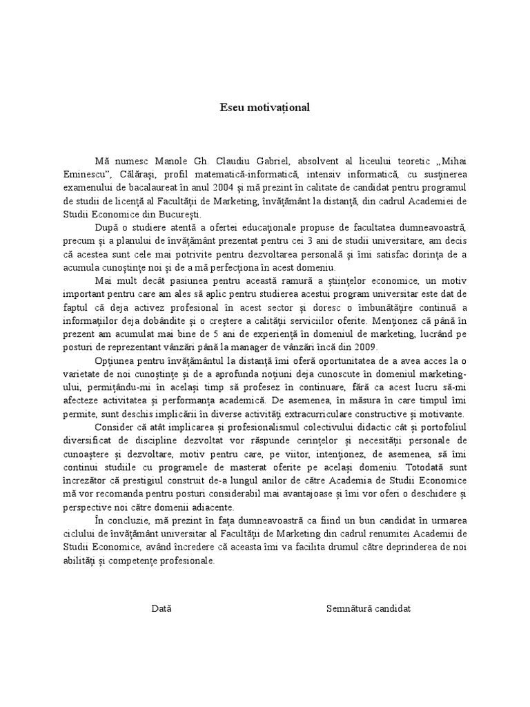 Model Eseu MotivaÈional