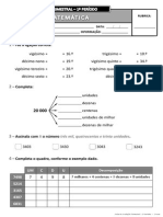 Ficha de AvaliaÃ§Ã£o Trimestral - 1Âº PerÃ­odo - 3Âº ano MAT_I