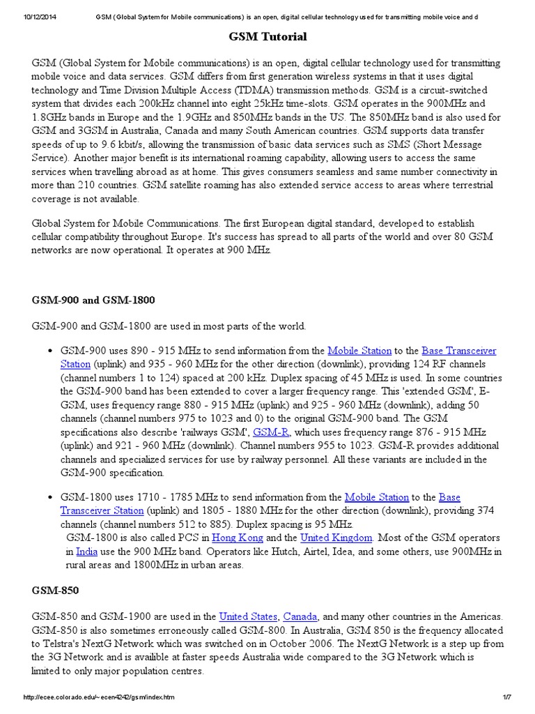 Gsm Global System For Mobile Communications Is An Open Digital