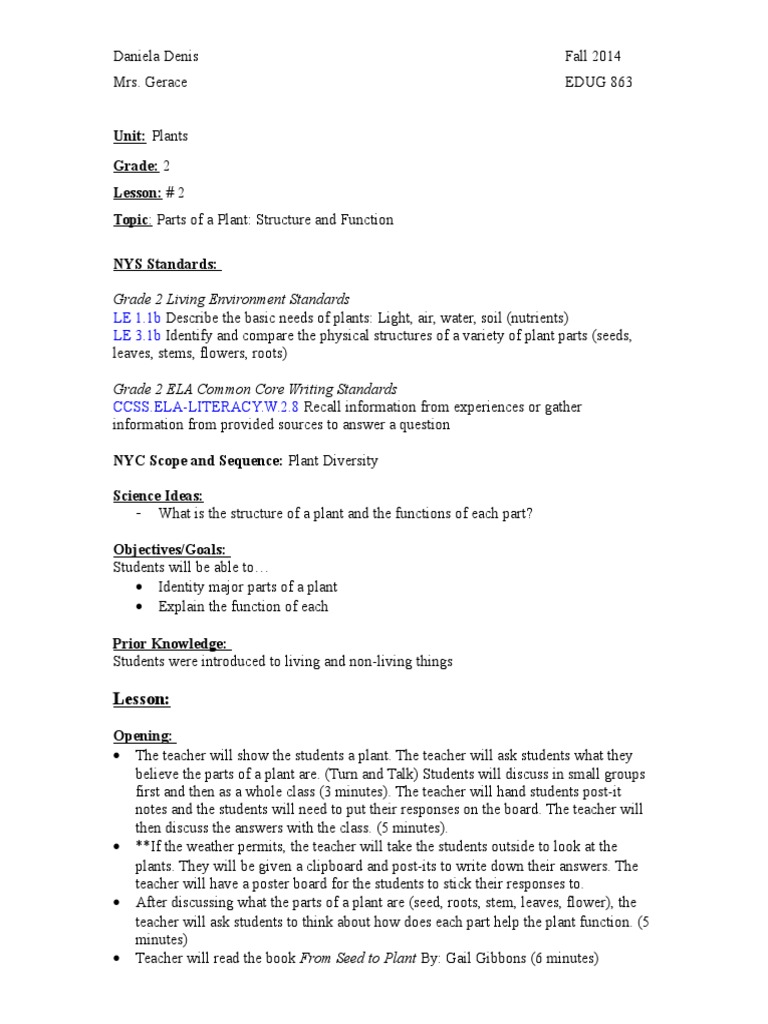 Lesson Plan Science Portfolio | PDF | Root | Plants