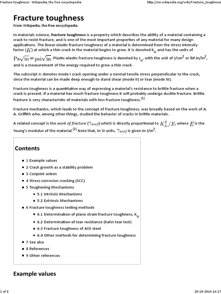 Fracture Toughness - Wikipedia, The Free Encyclopedia | PDF | Fracture ...