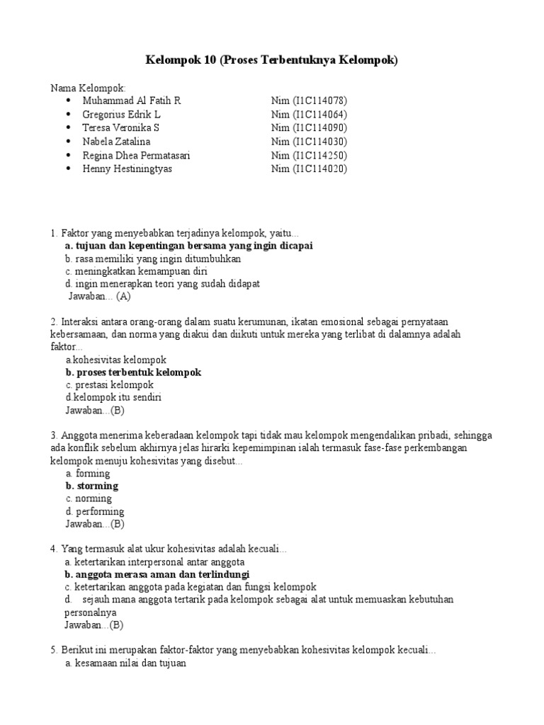 Soal Psikologi Sosial