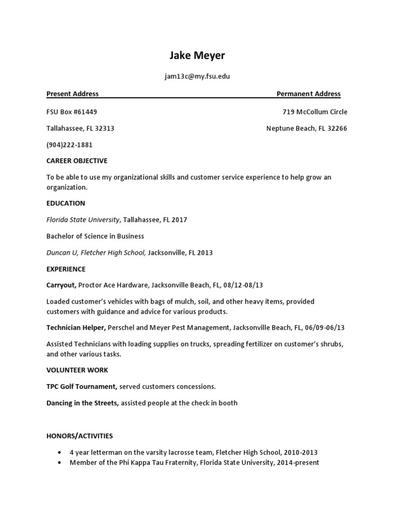 Jake Meyer's Resume and Experience Overview | PDF | Career & Growth ...
