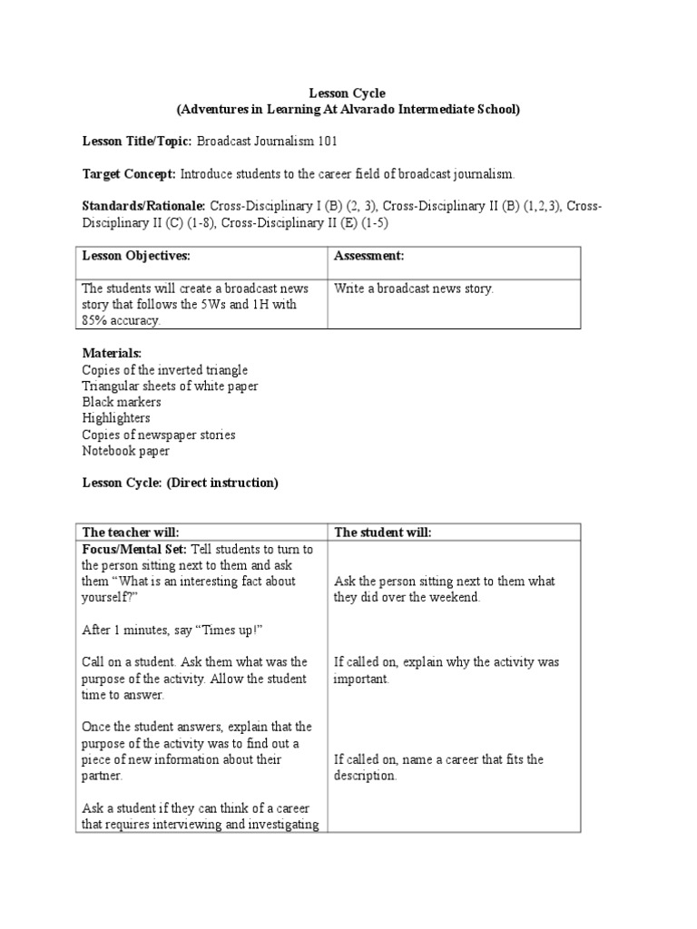 final lesson plan | Journalism | News