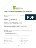 3a Lista de Execícios de Geometria Analítica