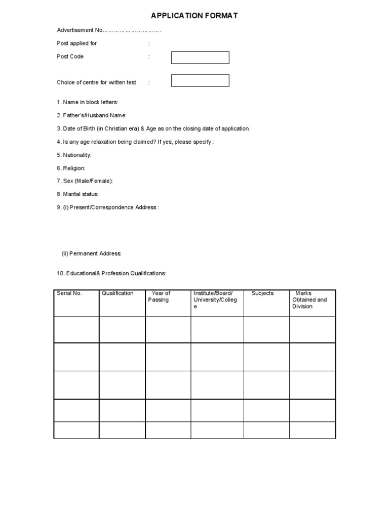 Application Format Rec B | PDF