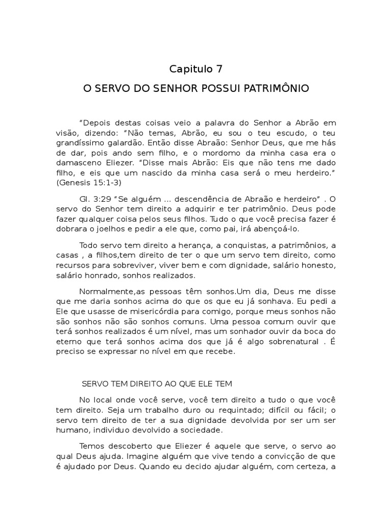 7 O Servo Do Senhor Possui Patrimonio PDF Isaac Deus