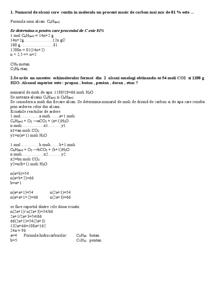 Numarul De Alcani Care Contin In Molecula Un Procent Masic De Carbon Mai Mic De