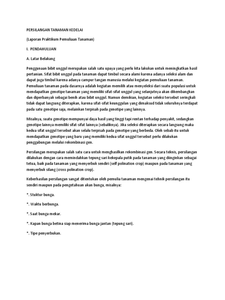 PERSILANGAN TANAMAN KEDELAI