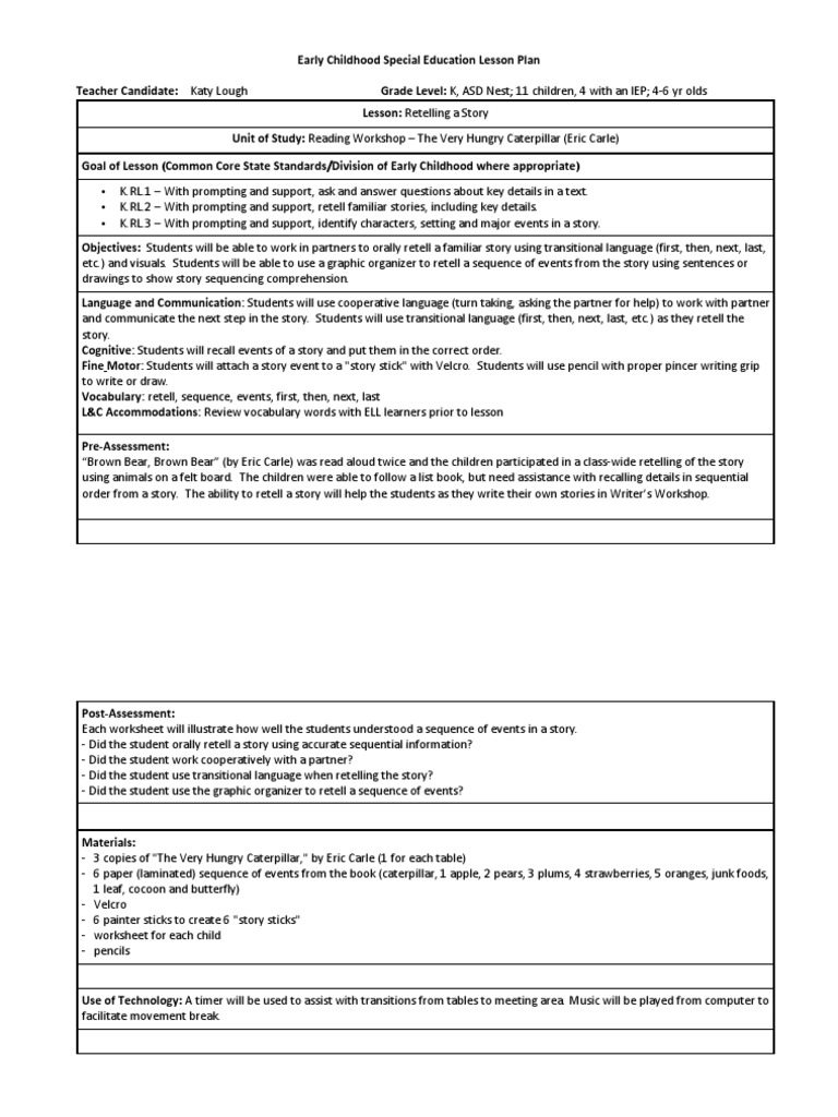 Retelling Stories in Early Education | PDF | Classroom Management ...