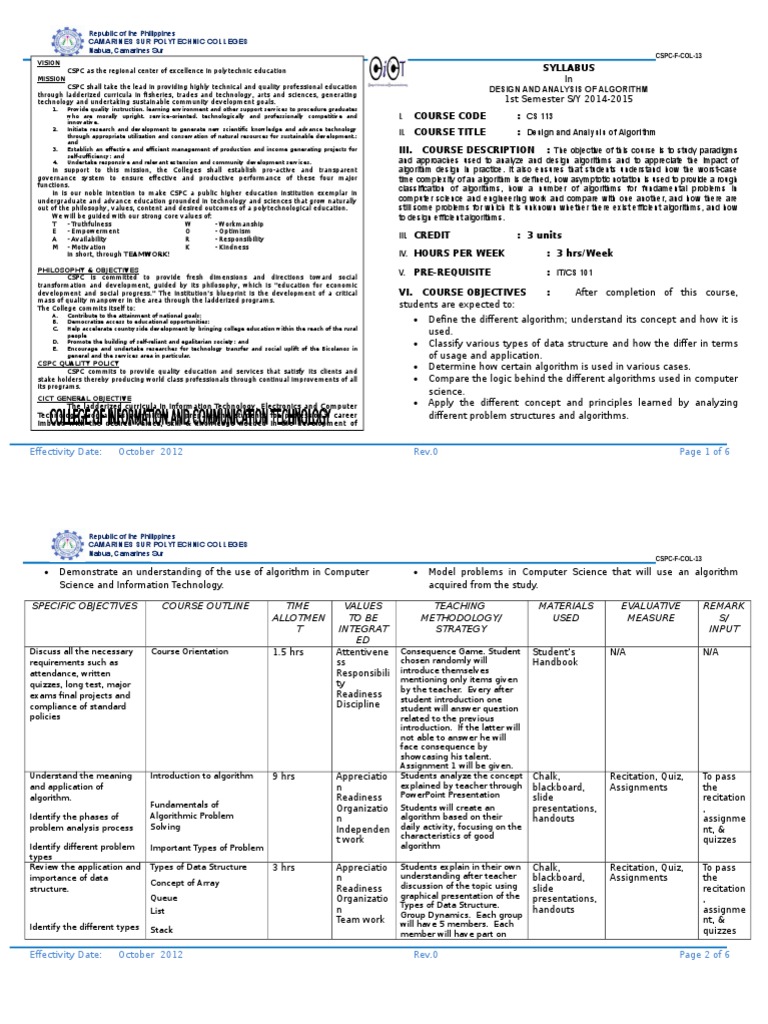 Design and Analysis of Algorithm | PDF | Computer Science | Algorithms